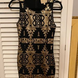 Black and gold cocktail dress
